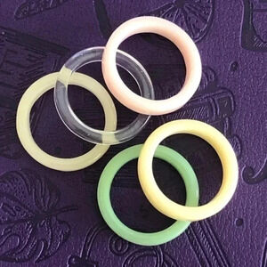3 for $25/ 5 Pack Pink Yellow Clear Green Cream Pastel Resin Stacking Rings NWT